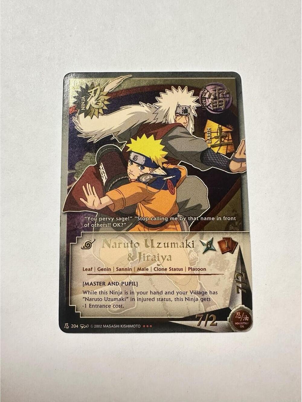 Naruto CCG Naruto Uzumaki & Jiraiya Master and Pupil 204 Super Rare Gold Foil NM